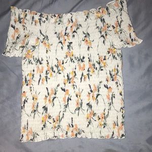 Smocked off the shoulder shirt